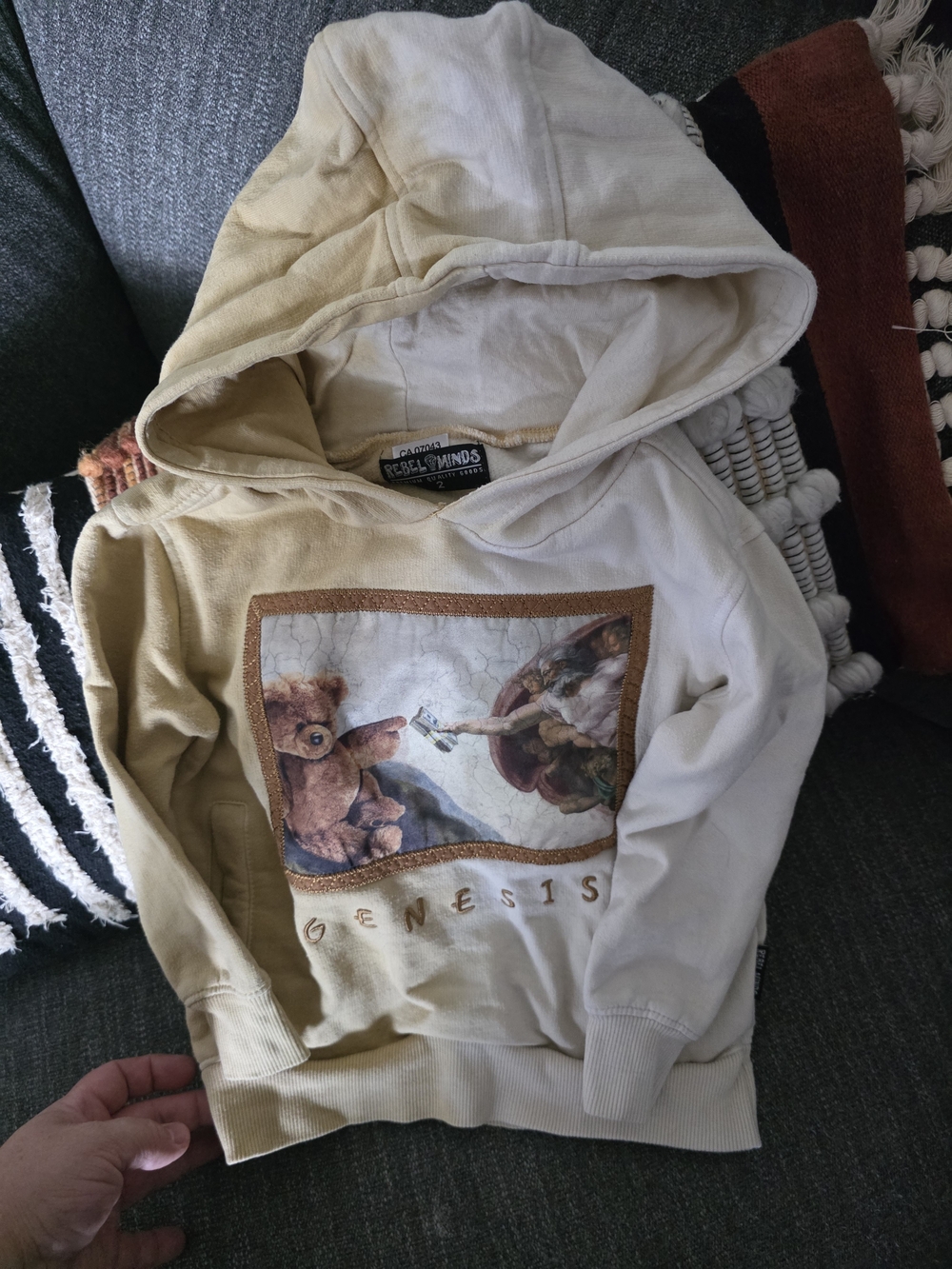 Genesis Graphic Teddy Hoodie for Kids - Cream/Tan 2 Ans